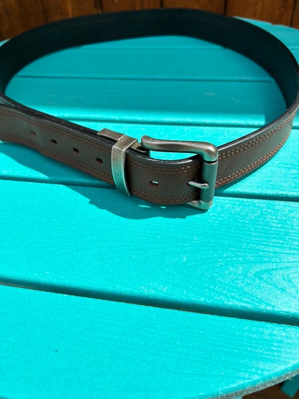 Levi's Mens Belt Brown Synthetic Leather XL 42 44 Metal Logo Buckle Jeans